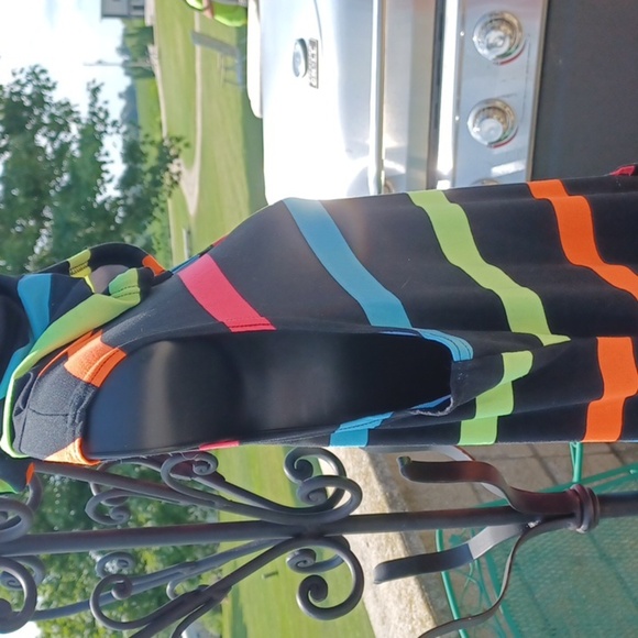 Bobbie Brooks Neon Color Striped Hoodie Dress Sz 1x, stretchy, 22" PTP, 45" Long - Picture 3 of 7